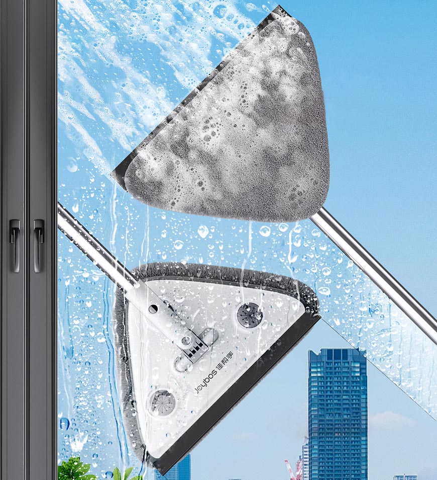 Triangular Window Cleaner Joybos® 65 Inches Rotating Triangle Wall Mop Cleaner With Window Squee ...