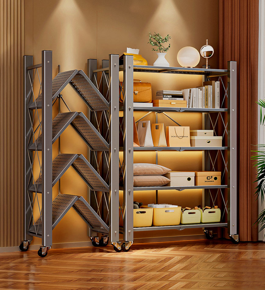 Joybos® Foldable Storage Shelving Units Metal on Wheels Casters – AU-Joybos