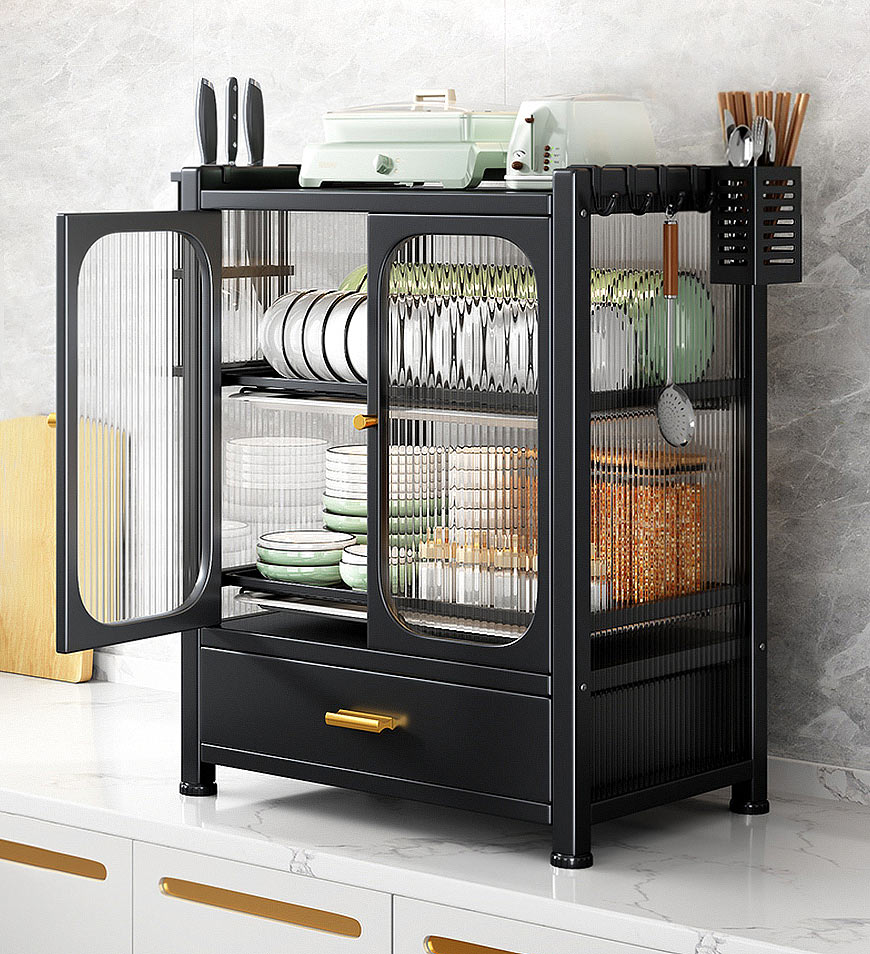 Joybos® Kitchen Metal Dual Door Countertop Storage With Drain