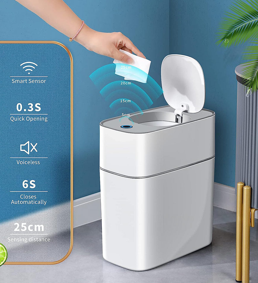 Joybos® Motion Sensor Smart Trash Can with Lid Touchless Garbage Can f